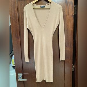 Deep v neck knit dress